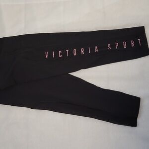 Victoria's Secret Black Leggings with Pink Text